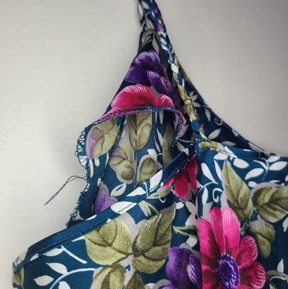 vintage Dentelle vivid retro satin floral slip dress, small - Picture 7 of 8